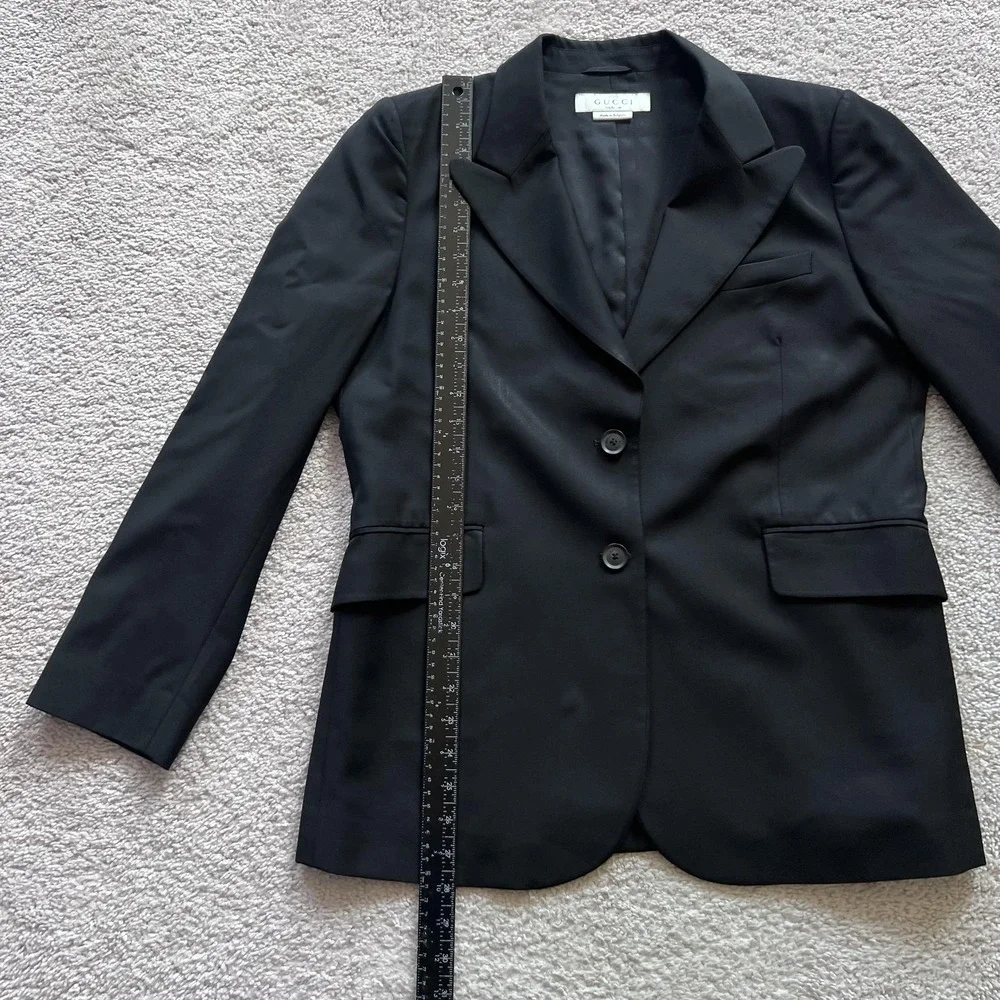 Gucci Uniform Suit Jacket Mens 48 Black Wool Formal Blazer Notch Lapel Bulgaria